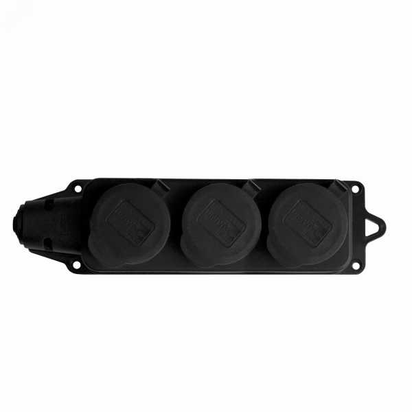 Колодка тройная однофазная с заглушками с/з каучук 16А 250В IP44 (еврослот) 602230