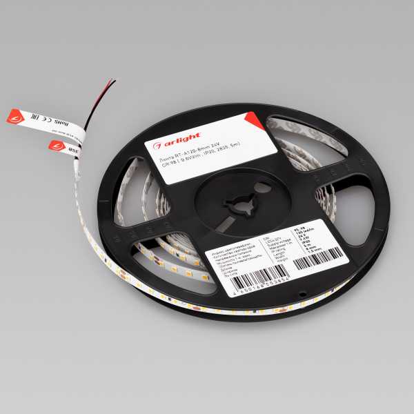 Лента светодиодная RT-A120-8mm 24В White 6000К 2835 9.6Вт/м IP20 (уп.5м) 010347(2)