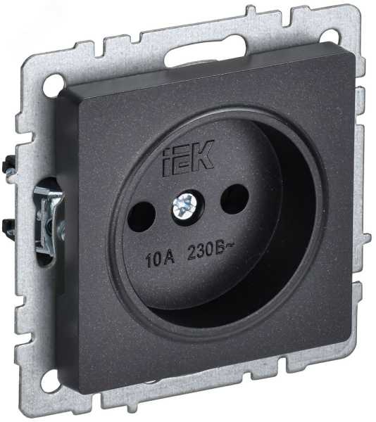 Розетка BRITE РС10-1-0-БрЧ 10А без заземл. без защ. шторок черн. BR-R10-10-K02