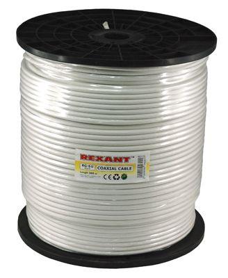 Кабель коаксиальный RG-6U, 75Ом, CCS/Al/Al, 64%, 305м, INDOOR, белый