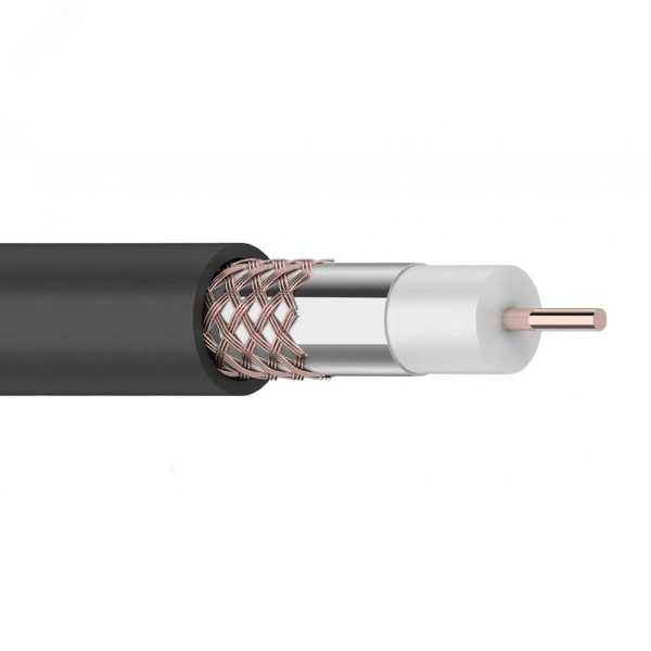 Кабель коаксиальный RG-6U, 75Ом, Cu/Al/Cu, 64%, 100м, OUTDOOR, черный