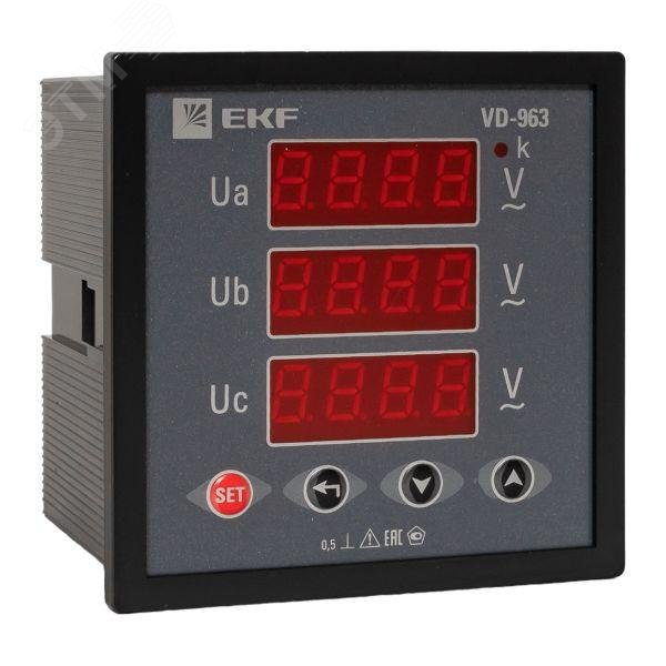 Вольтметр цифровой VD-963 на панель 96х96 трехфазный vd-963