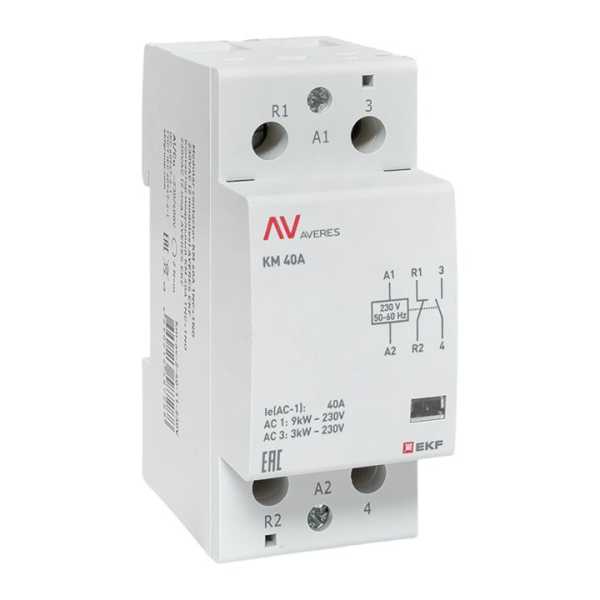 Контактор модульный КМ 40А 1NC+1NO 230VAC (2 мод.) AVERES EKF