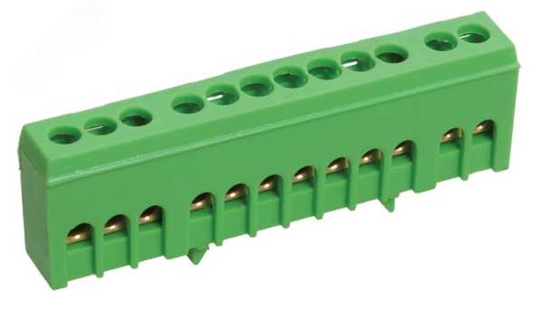 Шина PE &amp;amp;quot;земля&amp;amp;quot; в корп. изол. на DIN-рейку ШНИ-6х9-12-К-З YNN10-69-12KD-K06