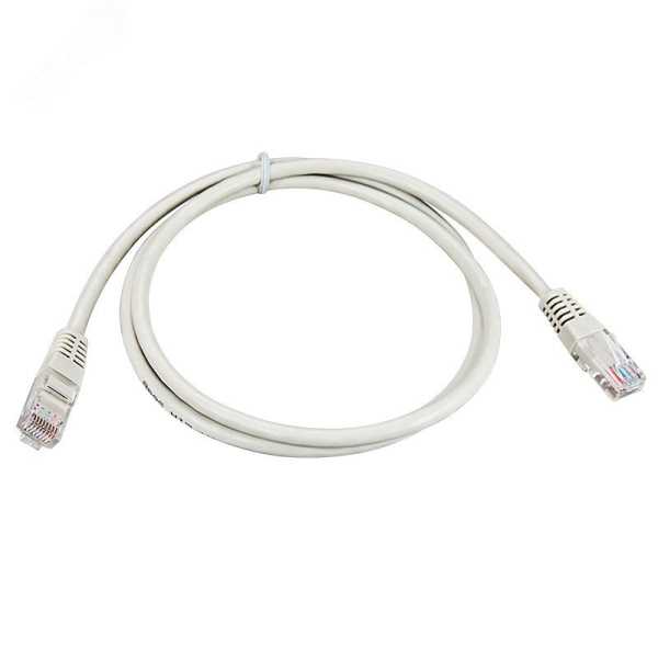 Шнур коммутационный, патч-корд, U/UTP RJ45-RJ45 CAT 5e, PVC, серый, 1м, 18-1002