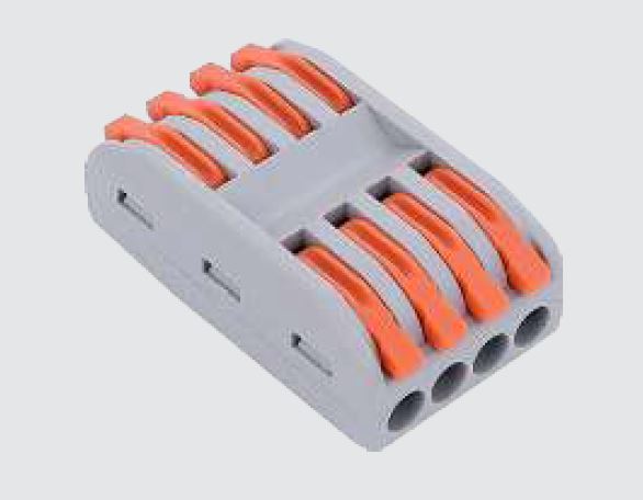 PCT-224-2 Клемма проходная универ. строит.-монтаж. с рычаж. 4-проводная 0.08-2.5мм2,прозр. (50шт/уп)