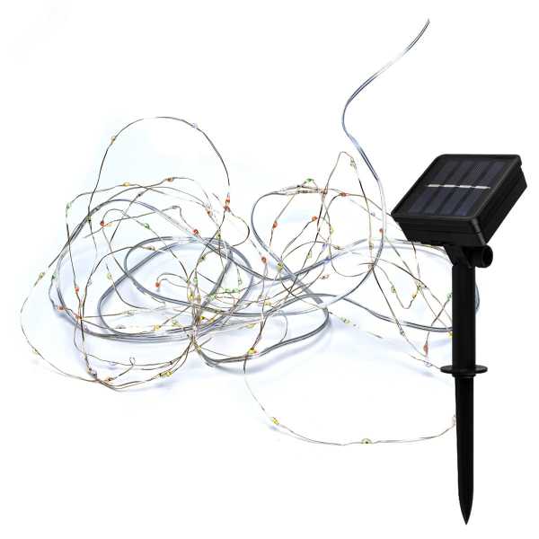 Гирлянда светодиодная &amp;amp;quot;Разноцветные нити&amp;amp;quot; 100LED 7м (4м+3м) мультиколор на солнечной батарее аккумулятор AA NI-MH 600мАч IP44 КОСМОС KOC_SOL196