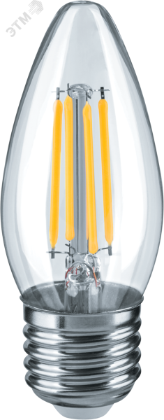 Лампа светодиодная LED 4вт Е27 теплый свеча FILAMENT 21353