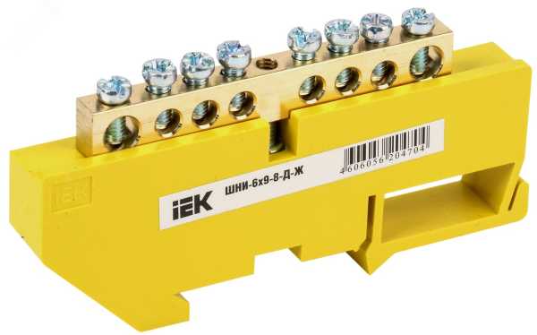 Шина PE &amp;amp;quot;земля&amp;amp;quot; на DIN-изол. ШНИ-6х9-8-Д-Ж IEK YNN10-69-8D-K05