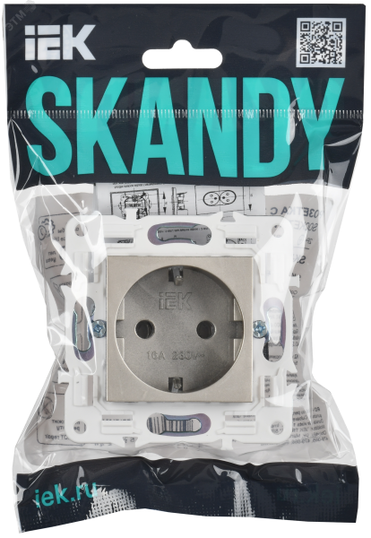 SKANDY Розетка с заземлением без защитных шторок 16А SK-R05Sh шампань IEK SK-R11-16-K37