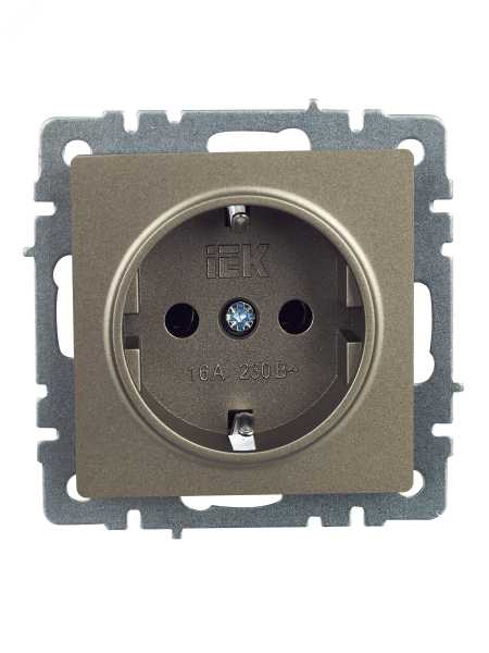 Розетка BRITE РС11-1-0-БрШ 16А с заземл. без защ. шторки шампань BR-R11-16-K37
