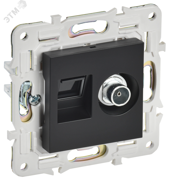 SKANDY Розетка двойная TV+RJ45 кат.5E SK-A14Bl черный IEK SK-AK20-1-K02
