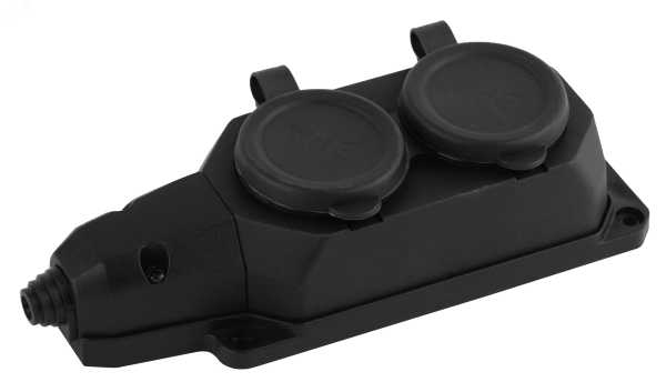 Колодка удлинителя 2-м с заземл. 16А IP44 K-2e-B-IP44 каучук черн. Б0044544