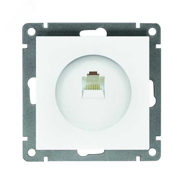 Розетка компьютерная одноместная UNIVersal серия Афина, с/у, 1А, RJ45, белая (еврослот), механизм A0051