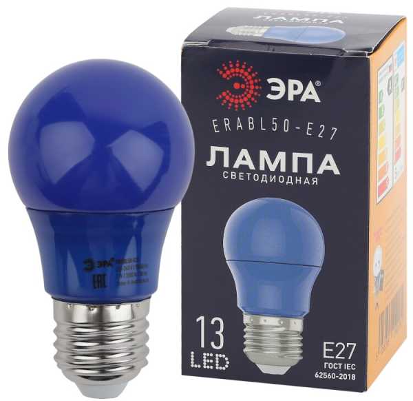 Лампочка светодиодная STD ERABL50-E27 E27 / Е27 3Вт груша синий для белт-лайт Б0049578