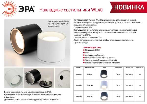 Светильник настенно-потолочный спот WL40 BK GX53, черный, IP54 Б0054414