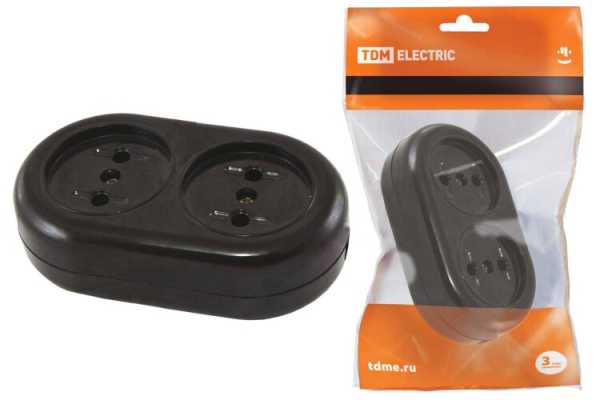 Розеточная колодка 2 гнезда 2П 16А макс. 250B &amp;amp;quot;Ретро&amp;amp;quot; (карболит) SQ1806-0103