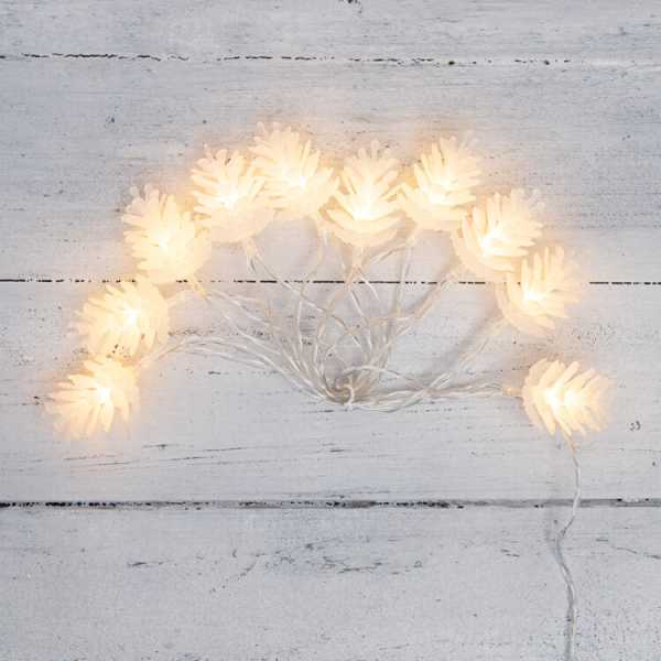 Гирлянда светодиодная Шишки 1,5 м, 10 LED, прозрачный ПВХ, цвет свечения теплый белый, 2 х АА (батарейки не в комплекте) 303-098