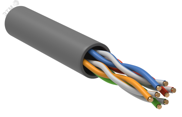 Витая пара U/UTP кат 5E 4х2х0.52 LSZH серый 305м РФ/Т LC1-C5E04-121-T-P-R