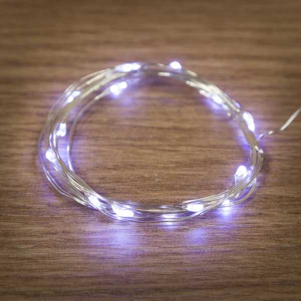 Гирлянда светодиодная &amp;amp;quot;Роса&amp;amp;quot; 2м 20LED бел. 2Вт 4.5В IP20 провод прозр. 303-005