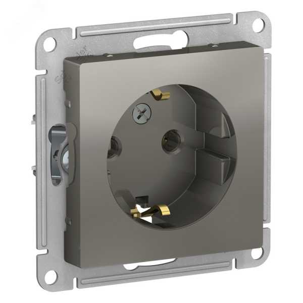 Розетка 1-м СП AtlasDesign 16А IP20 с заземл. механизм сталь SE ATN000943