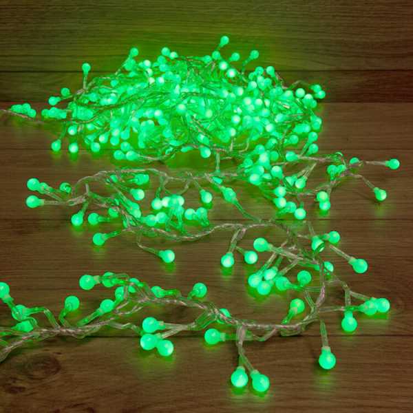 Гирлянда светодиодная &amp;amp;quot;Мишура LED&amp;amp;quot; 3м 288LED зел. 18Вт 220-240В IP20 провод ПВХ прозр. 303-604