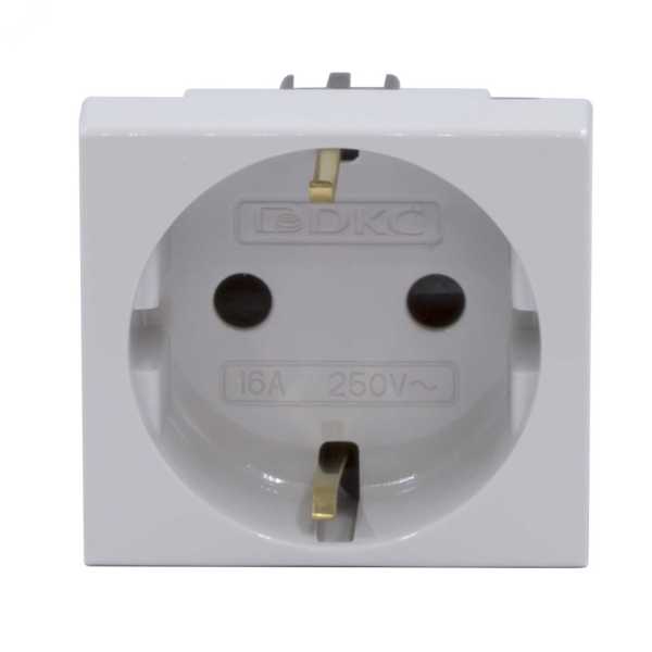 Розетка 1-м 2мод. Viva 16А IP20 2P+E с заземл. защ. шторки сер. 45025