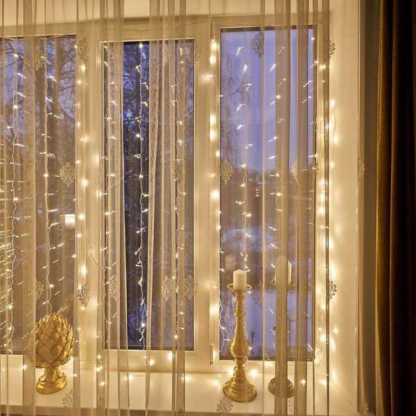 Гирлянда светодиодная &amp;amp;quot;Светодиодный Дождь&amp;amp;quot; 2х2.5м 300LED тепл. бел. 18Вт 230В IP20 свечение с динамикой провод прозр. 235-056