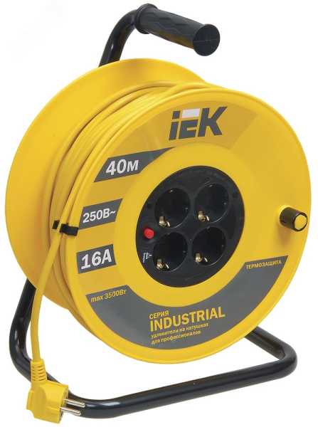 Катушка УК40 4 места 2P+PE/40м 3х1,5мм2 &amp;amp;quot;Industrial&amp;amp;quot; WKP15-16-04-40