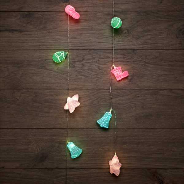 Гирлянда светодиодная &amp;amp;quot;Новый год&amp;amp;quot; 1.5м 10LED тепл. бел. 0.1Вт IP20 провод ПВХ прозр. элементы питания 2хAA (не в компл.) 303-081