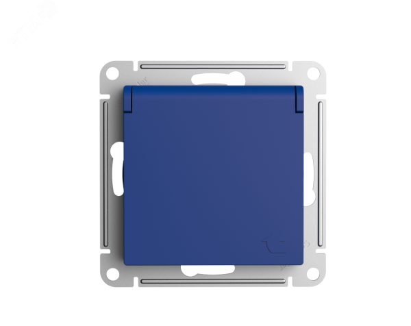 Розетка AtlasDesign 16А IP20 с заземл. защ. шторки с крышкой механизм аквамарин SE ATN001146