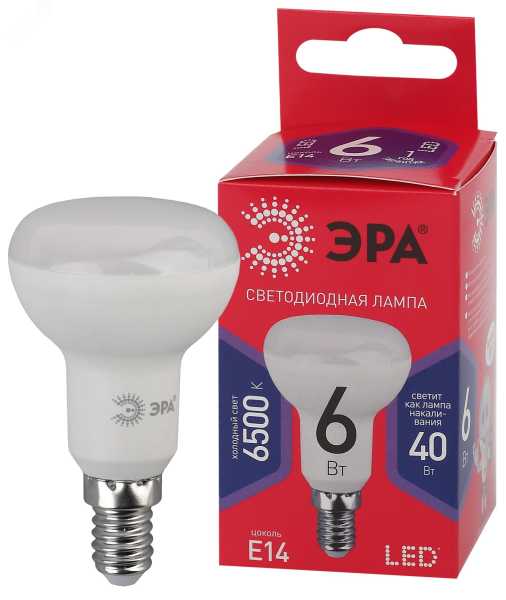 Лампа светодиодная RED LINE LED R50-6W-865-E14 R 6Вт R50 рефлектор 6500К холод.бел. E14 Б0045335