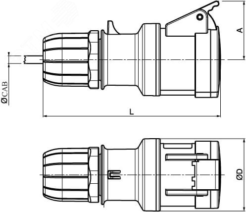 Розетка кабельная IP44 16A 2P+E 230V DIS3131643