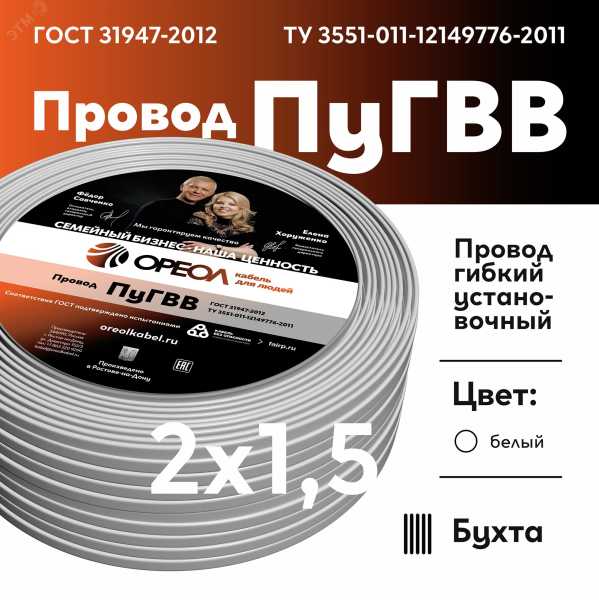 Провод силовой ПУГВВ 2х1.5 ТРТС 00000056542