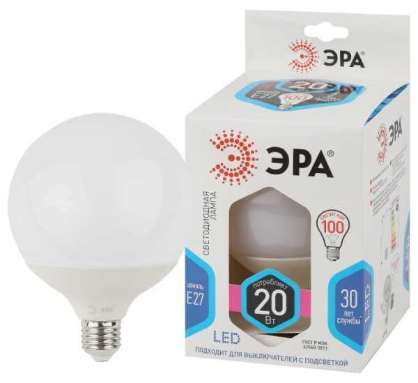 Лампа светодиодная LED G120-20W-4000K-E27 G120 20Вт шар 4000К нейтр. бел. E27 декор. Б0049081