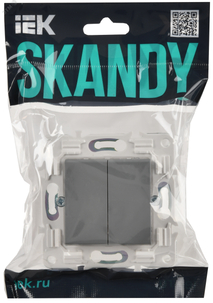 SKANDY Выключатель 2-клавишный 10А SK-V04Gr серый IEK SK-V20-0-10-K03