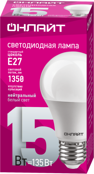 Лампа светодиодная 61 150 OLL-A60-15-230-4K-E27 15Вт грушевидная 61150