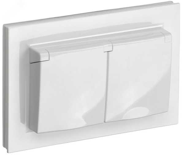 Розетка 2-м СП BRITE РСбш12-3-44-БрБ 16А в сборе IP44 с крышкой бел. BR-R26-16-44-K01-F