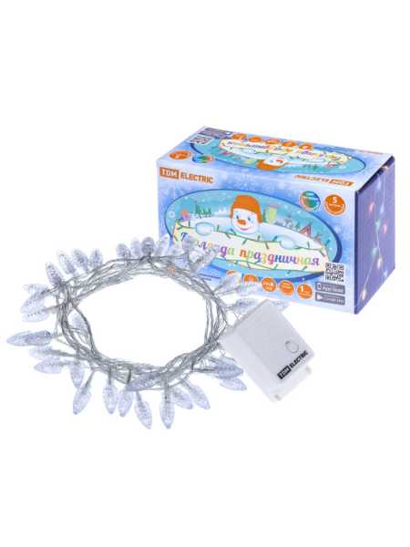 Гирлянда светодиодная &amp;amp;quot;Шишки&amp;amp;quot; 50LED, 5м, 8 режимов, многоцвет., прозр. шнур, 250 В, SQ0361-0050