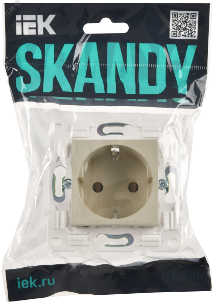 SKANDY Розетка с заземлением без защитных шторок 16А SK-R05B бежевый IEK SK-R11-16-K10