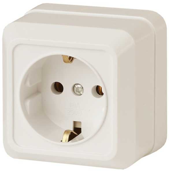 2-202-02 Розетка 2P+E Schuko, 16А-250В, IP20, ОУ, Quadro, сл.кость (10/200/2400) Б0027650