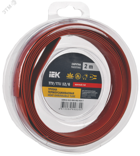 Трубка термоусадочная ТТУ нг-LS 12/6 красн. (уп.2м) UDR12-012-006-002-K04-T