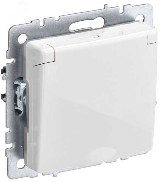 Розетка BRITE РСбш10-3-44-БрБ 16А IP44 с заземл. защ. шторки с крышкой бел. BR-R16-16-44-K01