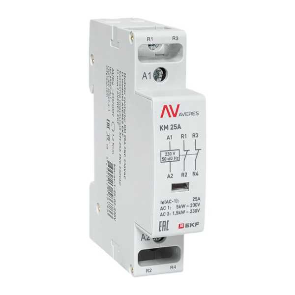 Контактор модульный КМ 25А 2NC 230VAC (1 мод.) AVERES EKF