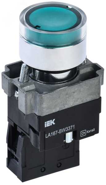 Кнопка LA167-BW3371 d=22мм RC 1з с подсвет. зеленая BBT20-BW3371-1-12-67-K06
