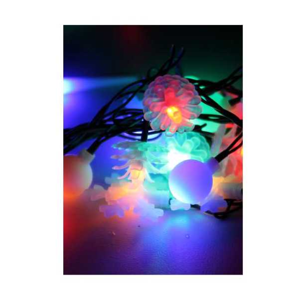 Гирлянда светодиодная &amp;amp;quot;Елочная&amp;amp;quot; 4.4м 30LED мультиколор IP20 матов. насадки - шишки снежинки шарики КОСМОС KOC_GIR30LEDMIX2_RGB