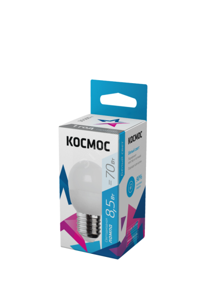 Лампа светодиодная 8.5Вт шар 4500К бел. E27 220В КОСМОС LkecLED8.5wGL45E2745