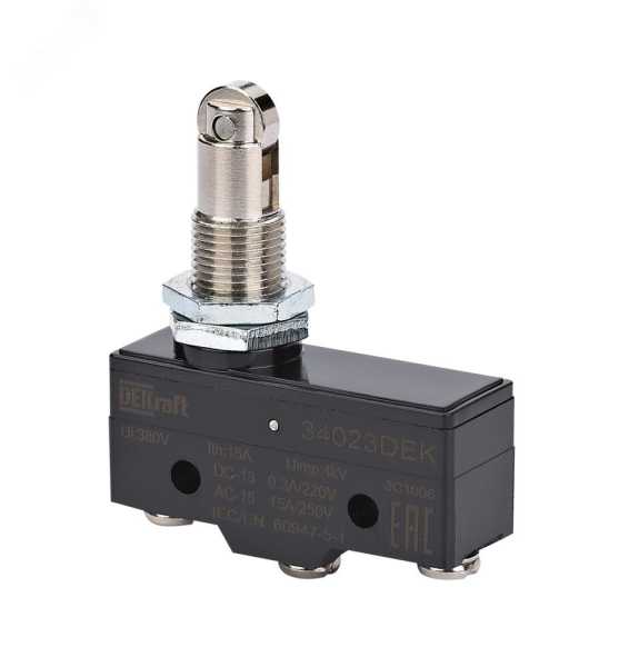 Выключатель конц. миниатюр. роризонтально установленный роликовый плунжерный тип 1НО1НЗ 34023DEK