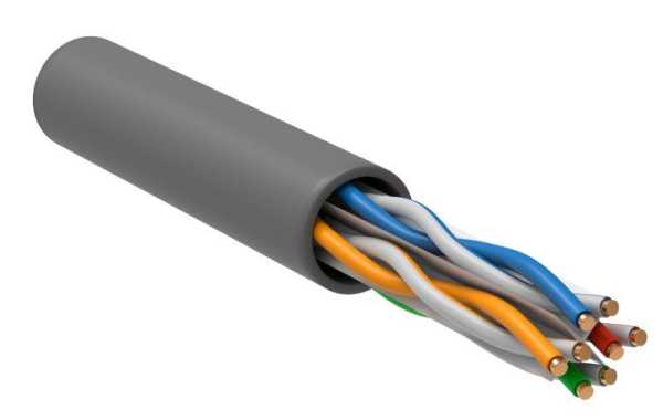 Кабель витая пара U/UTP кат.6 4х2х23AWG solid CU LSZH сер. (м) LC1-C604-121