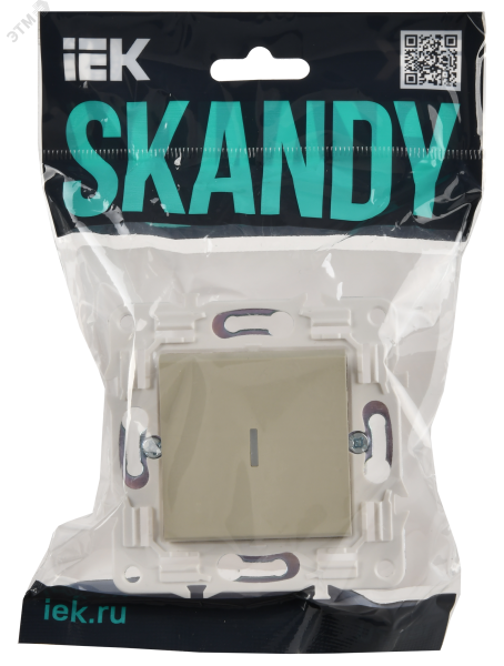 SKANDY Выключатель 1-клавишный проходной с индикацией 10А SK-V08B бежевый IEK SK-V12-1-10-K10